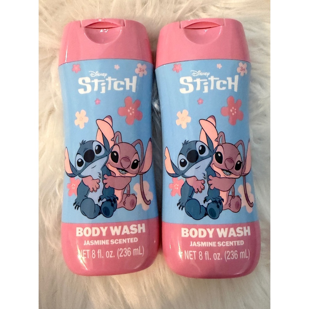 Disney Lilo & Stitch Jasmine Scented Body Wash 8oz Set of 2 Stitch and Angel